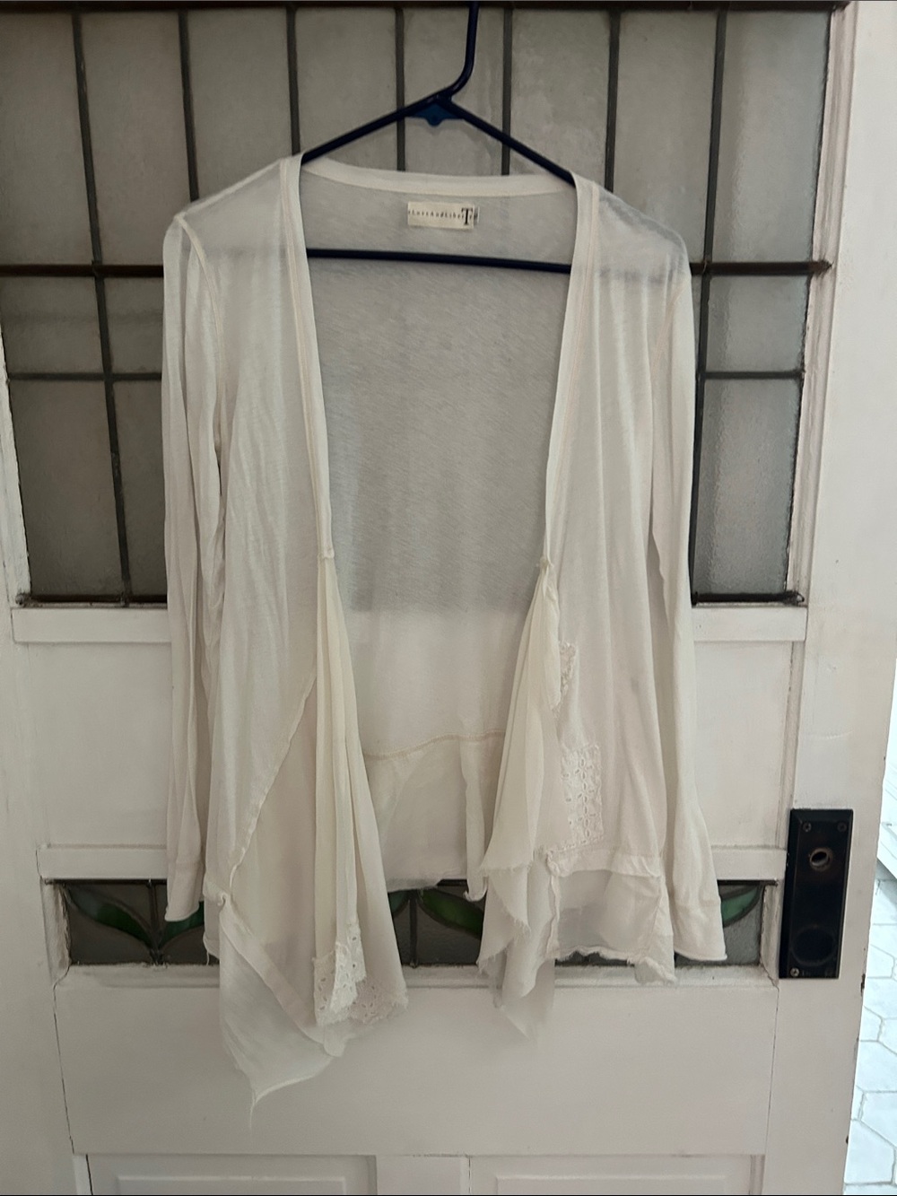 4Love and Liberty Lightweight Sheer Open Cardigan in Ivory